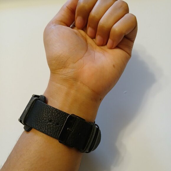 Cruise Club Men's Black Round Dial Wide Strap Faux Leather Band Watch - Picture 6 of 14